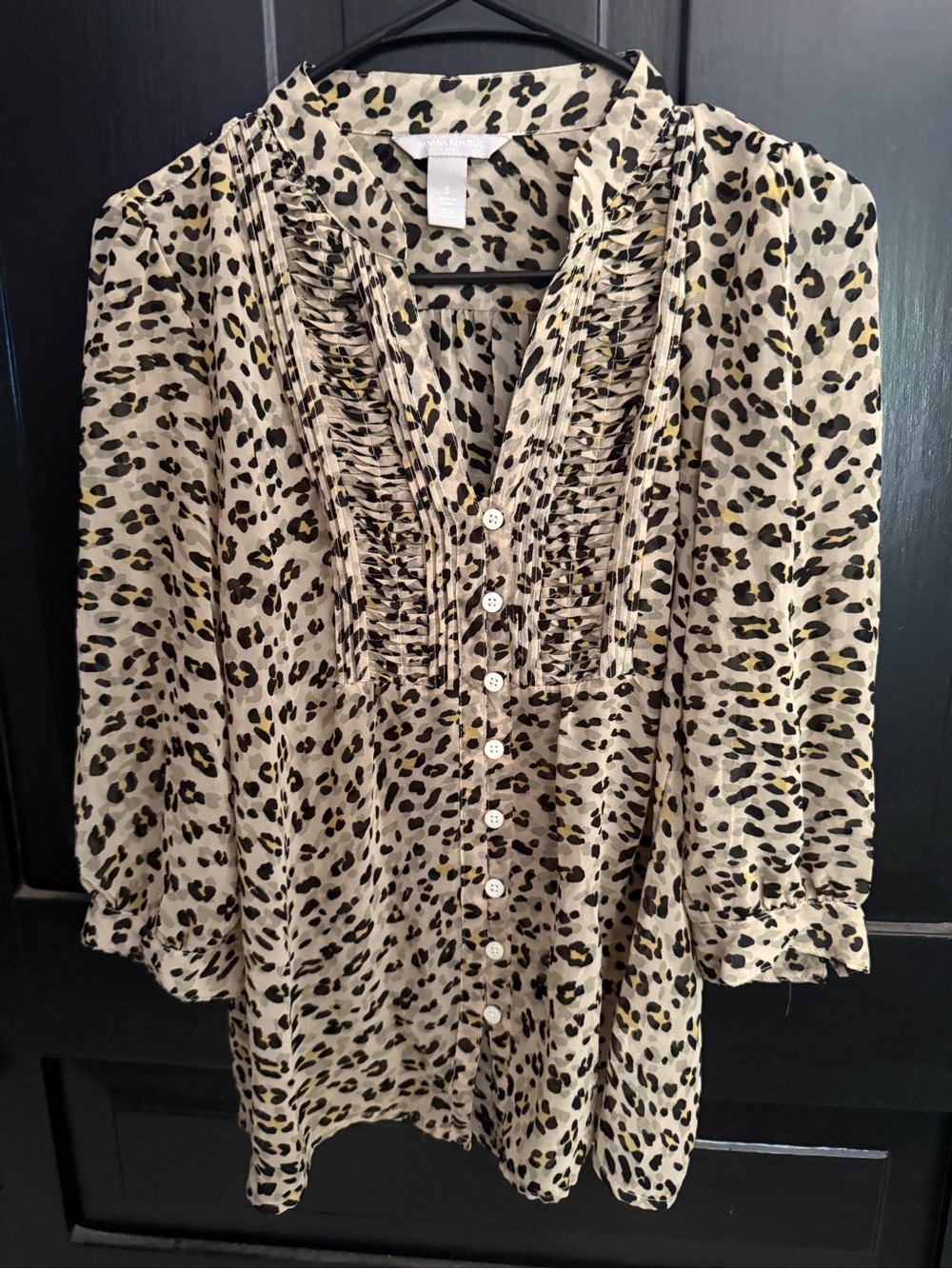 Banana Republic Neutral Leopard-Print Blouse in Beige, Black and Brown